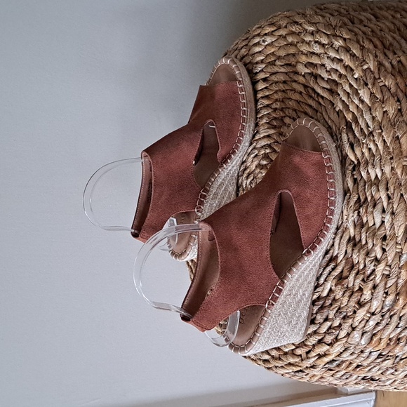 NWOT Gentle‎ Souls Kenneth Cole Womens Cody Wedge Espadrilles Rust Suede S-7.5 - Picture 1 of 9